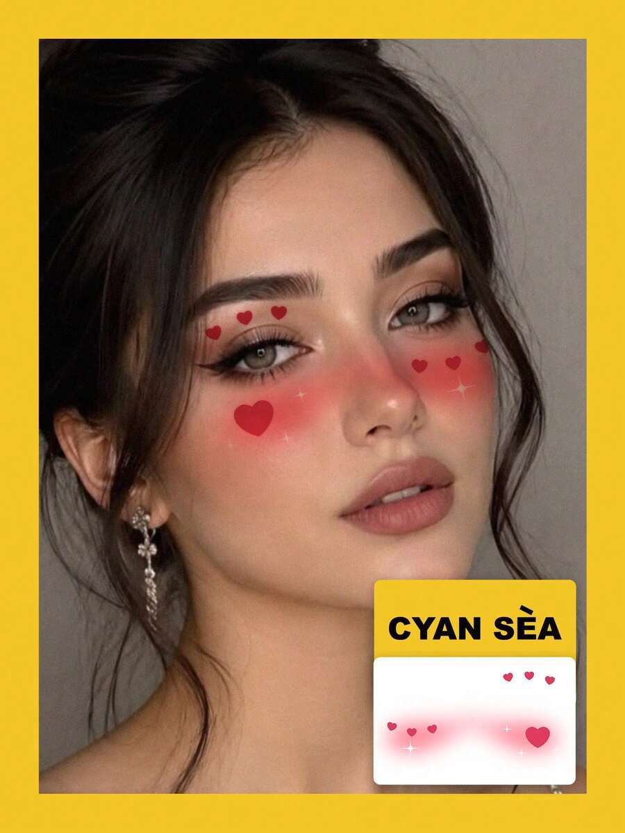 1pc Temporary Tattoo Sticker, Pink Blush Heart & Star Pattern, Realistic Tattoo Design, For Daily Wear, Bachelorette Party Favors, Music Festival, Game, Graduation Gift, Lasts 3-5 Days