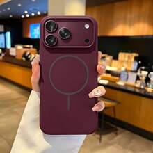 Ốp lưng điện thoại nam châm silicone lỏng thời trang tối giản, tương thích với iPhone 18 Pro Max 18 Pro, lót nhung chống sốc, tương thích với iPhone 16e 17e 17 Pro Max 16 Pro Max 15 14 13 12 11 - Đỏ anh đào - Xem 3