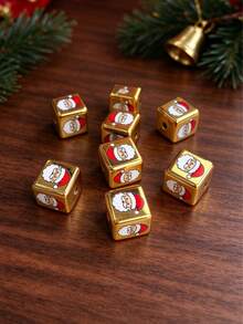 10pcs Santa Claus Square Beads, 4 Colors Electroplated Cube Loose Beads For DIY Jewelry Making Bracelets Necklaces Christmas Holiday Craft Materials - Santa Claus Block - View 10