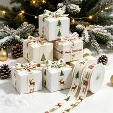 3/1 Christmas Gift Wrapping Ribbon, Vintage Holly Print Ribbon, Suitable For Decorating Christmas Party Supplies, Holiday Party And Celebration Bow Decorations, Also Suitable For Sewing DIY Handmade Crafts - Multicolor - View 4