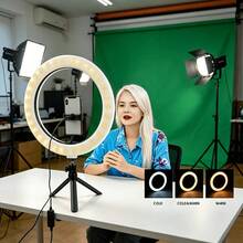 10-Inch Ring Light (Three-Color Light / Includes Phone Mount / Rotatable Tripod) - Fill Light - View 3