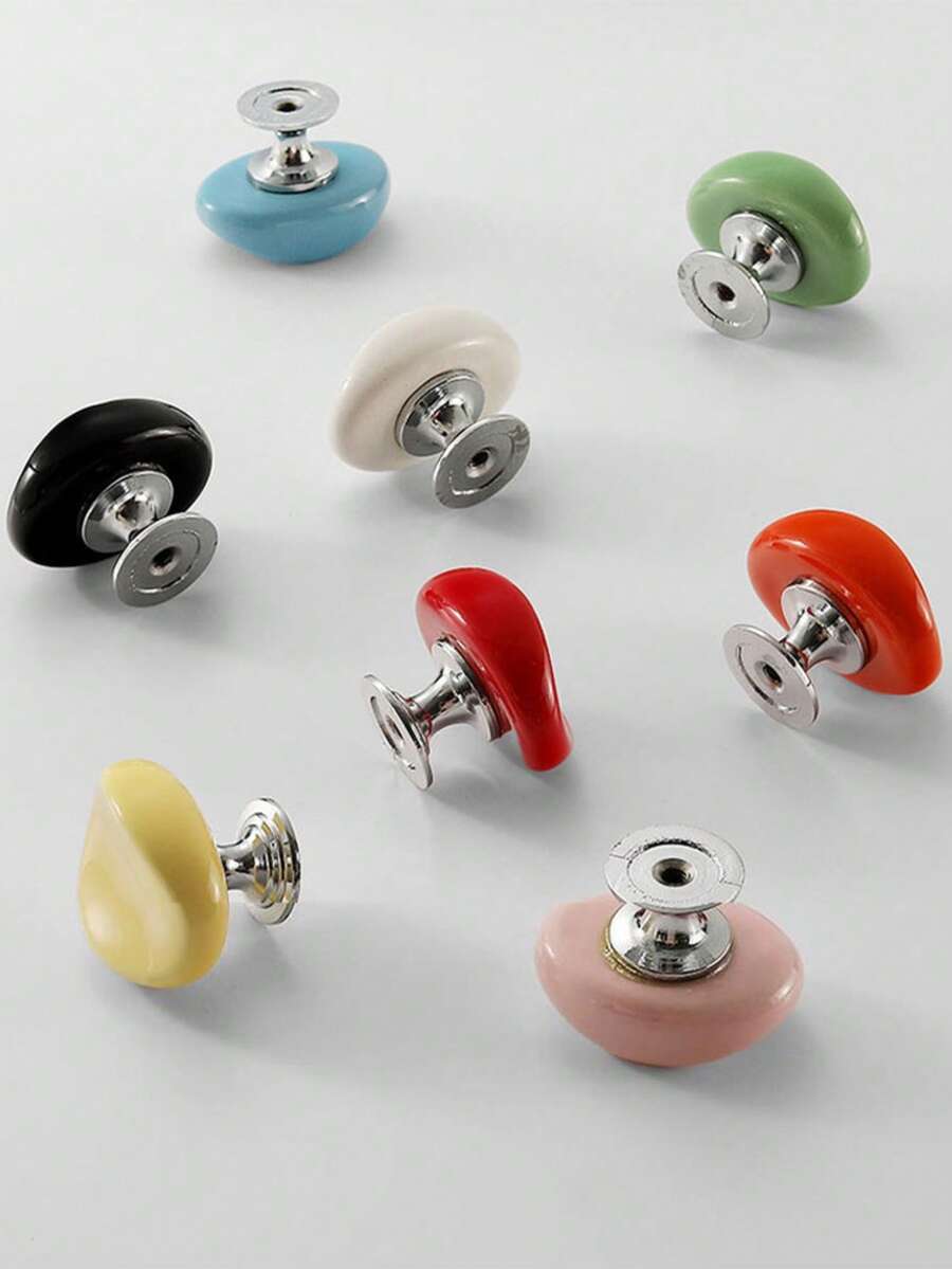 Single-Hole Imitation Pebble-Colored Ceramic Handle, Suitable For Various Furniture's Wardrobe Door Handles, Drawer Cabinet Door Handles, And Home Decorations. - single hole - View 1