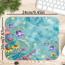 1pc Teal Watercolor Wildflower Mouse Pad, Colorful Meadow Flowers And Soft Botanical Pattern Extended Desk Mat For Home Office And Gaming, Sizes S/M/L/XL - View 7