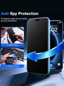 3pcs Matte Privacy Screen Protector, Compatible With IPhone 18 Pro Max 6.9 Inch, Soft Film Material, Non-Glass, Full Coverage, Anti-Peeping, Anti-Theft, Anti-Glare, Ceramic Film, Anti-Fingerprint, Compatible With Phone Case. Compatible With IPhone 18 Pro Max/Duo 17 Pro Max, 17 Air, 16 Pro Max/16 Pro/16 Plus/16/15 Pro Max/14 Pro Max/13 Mini/12/11/XS Max/XR/8 Plus/7 Plus. - Black - View 5