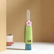 3-In-1 Petal Cup Lid Cleaning Brush, Multi-Function Soft Bristle Gap Brush For Insulated Cup, Pacifier, Keyboard, Dust Removal, Creative Household Kitchen Cleaning Tool - A - View 11