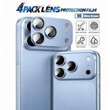 CASECOPS 4片冰藍色合金金屬相機鏡頭保護膜,適用於 iPhone 18 Pro/18 Pro Max,9H 無縫貼合設計,防刮防指紋,全面防刮防撞,高清鏡頭還原原圖畫質 - 淺藍色 - 查看 2