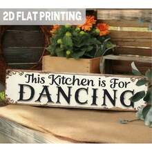 1pc 2D Flat Acrylic Wall Sign, Text: "This Kitchen Is Dedicated To Dancing" - Vintage Farmhouse Style Decor, Distressed Edges, Suitable For Kitchen, Dining Room, Entryway, Kitchen Wall Art, Entrance Decor - Multicolor - View 1
