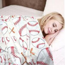 1 buah Selimut Flanel Motif Tongkat Baseball Digital - Gaya Modern, Bahan Rajutan Poliester Lembut, Nyaman untuk Semua Musim, Serbaguna, Cocok untuk Sofa, Tempat Tidur, Perjalanan, Berkemah, Kursi, Selimut Hadiah - MultiWarna - View 4