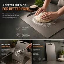 1pc Premium Pure Titanium Reversible Cutting Board, Separate Food Preparation Surfaces For Meat, Fruits, Vegetables & Bread, Essential Kitchen Cooking Tool - Silver - View 3