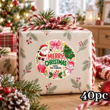8/20/40pc Personalized Merry Christmas Round Stickers, Custom Family Name Text Cute Santa Snowman Christmas Tree Design, Custom Text Gift Label Sealing Stickers For Holiday Gift Wrapping, Christmas Party Favor Decor,Christmas Gift - Multicolor - View 11