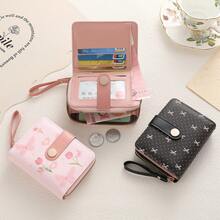 Dompet Pendek Motif Kupu-kupu Kartun, Dompet Lipat Tiga yang Segar, Dompet Koin Kecil Multifungsi, Tempat Kartu dengan Slot ID - MultiWarna - View 3