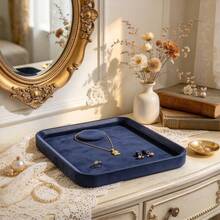 1pc French Vintage Luxury Jewelry Tray, Leather Suede Necklace Ring Earring Bracelet Selection Tray, Jewelry Storage Display Prop - Multicolor - View 11