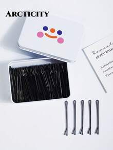 Arcticity 100PCS 5.5CM Black Flat Smiling Face Boxed Integrated Hairpin, Simple And Durable, Boxed Design, Convenient Storage, Is A Must For Women's Daily Commuting To Sort Out Bangs And Messy Hair, Creating A Magic Weapon For Neat Modeling. - White - View 2