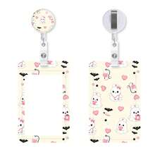 Cute Nurse Ghost Halloween Badge Reel & ID Card Holder Set, Spooky Bat Medical Heart Pattern Retractable Badge Clip, Fun Nursing Name Tag Holder For Nurse Medical Staff - Rectangle - View 8
