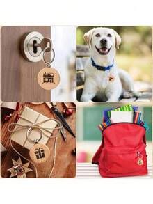 30pcs Blank Wooden Keychains, Round Unfinished Wooden Key Rings Tags, DIY Handmade Engraving Blank Pendants, Handmade Gift Making Accessories - Wood Color - View 5