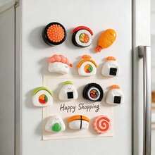5/10/15pcs Cute Sushi Fridge Magnets, Cartoon Resin Fridge Stickers, Whiteboard And Home Decor, Fun Sushi Pattern, Kitchen Decoration, Perfect Gift For Friends And Family - Multi-color - View 3