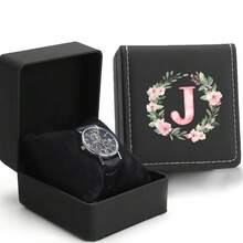 Pu Square Black Creative Watch Box With Gift Bag High Quality Wristwatch Case New Luxury Watch Box Moisture Proof Dustproof Display Organizer Case Holiday Gift Decoration Casket Initial Name 26 Letters Pattern - Black - View 19