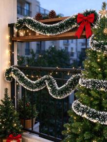 6/2m Christmas Wreath, Snowy Christmas Sequin Wreath, Artificial Greenery Wreath With Snow, Suitable For Fireplace Mantel Christmas Decor - Multiple Styles - View 2