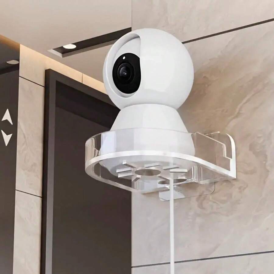 1pc/2pcs No-Drill Adhesive Wall Mount Camera Bracket, Fixed Surveillance Tray, Home Storage Rack - Fixed Bracket - View 1