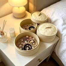 1/6pcs Mini Portable Bamboo Steamer Style Desktop Storage Box, Cute Jewelry & Candy Organizer, Popular Birthday Gift, Party Decoration, Interactive Party Favor For Group Gatherings - Multicolor - View 8