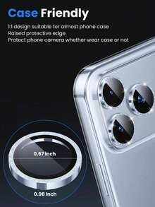 CASECOPS 合金強化玻璃金屬邊框 6 片相機鏡頭保護膜，適用於 iPhone 18 Pro Max/18 Pro，高清晰透明冰川藍閃鑽，生日禮物週年派對 - 淺藍色 - 查看 5