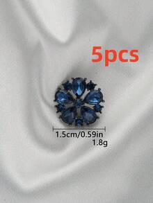 5pcs Sparkly Petal Crystal Sewing Buttons, Floral Rhinestone Inlaid Black Metal Hand Sew Buttons For Wedding Garment Embellishment - Multicolor - View 15