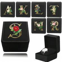 Pu Square Black Creative Watch Box With Gift Bag High Quality Wristwatch Case New Luxury Watch Box Moisture Proof Dustproof Display Organizer Case Holiday Gift Decoration Casket Initial Name 26 Letters Pattern - Black - View 2