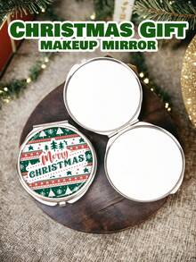 1pc Merry Christmas Limited Edition Portable Double-Sided Mirror 1x High Definition Flat Makeup Mirror Holiday Gift Cute Style Portable Small Mirror Santa Claus / Christmas Tree Multiple Options Available - Multicolor - View 7