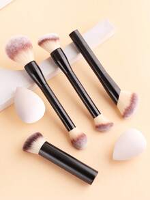 6pcs Makeup Tool Set Including 4 Makeup Brushes And 2 Teardrop-Shaped Makeup Sponges, Dual-Color Soft Bristles, Suitable For Makeup Beginners, Daily Commute And Date Makeup - Multicolor - View 7