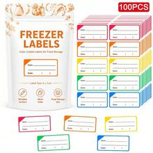 100pcs (10 Sheets) Frozen Food Label Stickers, Colorful Food Storage Labels, Writable Kitchen Labels, Suitable For Meal Prep, Refrigerator Organization, Storage Cabinets And Freezer Bag Classification - Set - View 7