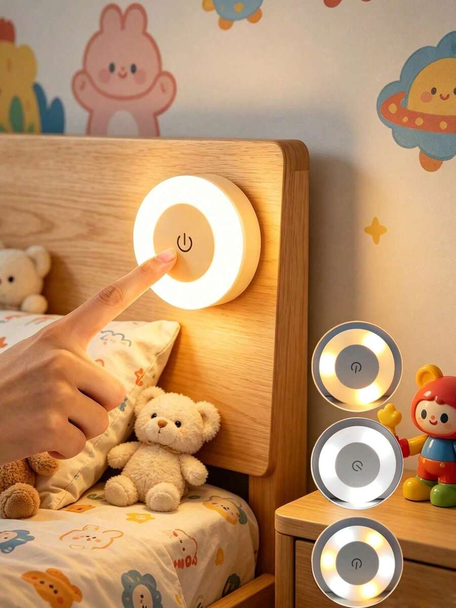 6pcs Dimmable LED Touch Night Lights - Soft Warm White And Daylight Adjustable Brightness, Suitable For Bedroom, Hallway, Bathroom, Living Room, Closet, Cabinet And Other Places Decorative Lighting - Compact Design, Easy Installation, USB Rechargeable Portable Cabinet Light/Wall Lamp