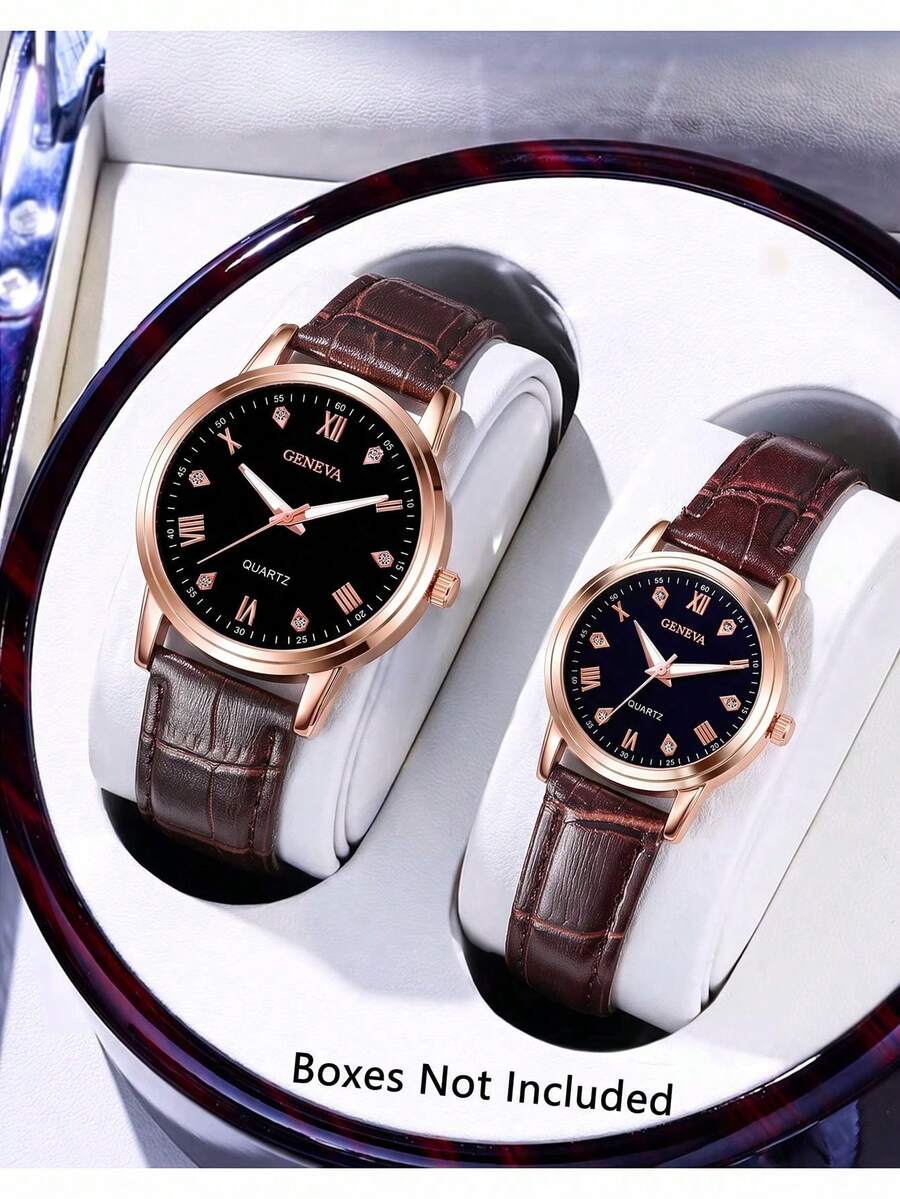 SOKI SOKI Reloj de cuarzo para parejas, reloj casual de moda, adecuado para regalo del Día de San Valentín o Acción de Gracias, apropiado para uso diario para hombres y mujeres, ideal para r - Marrón - Ver 1