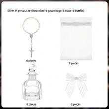 4/12/24pcs Glass Water Bottle Set, Suitable As Baptism Gift For Bulk Guest Favors (Lace Bow, White) - Multicolor - View 18