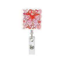 1pc Glitter Valentine's Day Heart Letter Bow Retractable Badge Reel Acrylic Rotating Badge Clip - Multicolor - View 11
