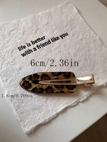 2pcs/4pcs Minimalist Versatile Hair Clips, Elegant Coffee-Colored Alligator Hair Clips, Leopard Print Hair Accessories - Multicolor - View 5