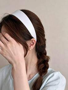 1pc Minimalist Silk Satin Headband For Women, 2025 New Style, High Crown Design, Face-Slimming, Versatile Daily Hair Accessory - Multicolor - View 3