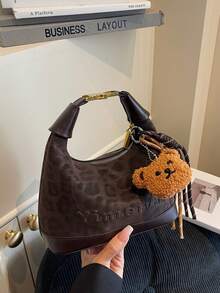 1pc Girls Leopard Print PU Zipper Closure Fashion Handbag/Crossbody Bag Suitable For All Seasons Daily Use Without Pendant - A - View 10