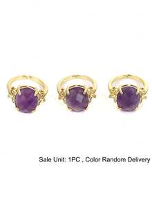 1Pc Natural Amethyst Ring For Women Oval Faceted Gem Stone Open Adjustable Rings Butterfly Charm Crystal Statement Jewelry Wedding Birthday Gift H971 - Ring - View 16