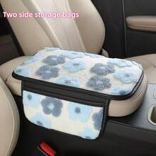 Winter Plush Car Center Console Armrest Cushion, Dual-Side Storage Pockets For Invoices, Credit Cards, Bills, Warm Touch For Autumn/Winter, Car Interior Decor - Multicolor - View 7