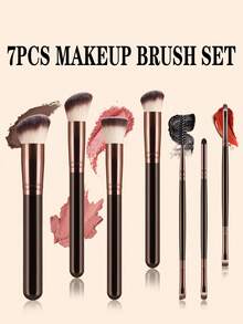 7pcs Multifunctional Makeup Brush Set With Packaging, Foundation Brush, Powder Brush, Blush Brush, Dual-Ended Eyebrow Brush, Eyeshadow Brush, Concealer Detail Brush, Gradient Soft Bristles, Even Powder Pickup - Multicolor - View 1