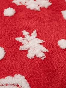 2pcs Christmas Tufted Sherpa Fleece Throw Pillow Covers, Red Base With 3D White Snowflake & Dot Pattern, Soft Plush Cushion Covers For Sofa Couch Bedroom Living Room Holiday Home Decor, Insert Not Included - Multicolor - View 5