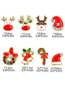 10 Pcs Christmas 3D Nail Charms Reindeer Santa Hat Bell Wreath Candy Cane Nail Art Decor - Multicolor - View 4