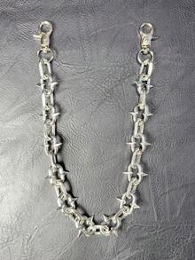 1pc Men's Metal Fashion Youthful Pants Chain, Thorn Waist Chain, Lobster Clasp Pendant, Wallet Chain, Retro Chain, Double Layer Chain, Hip Hop Punk, Jeans Chain, Pocket Chain, Key Chain, Multi-Element Pants Chain - Silver 1 - View 7