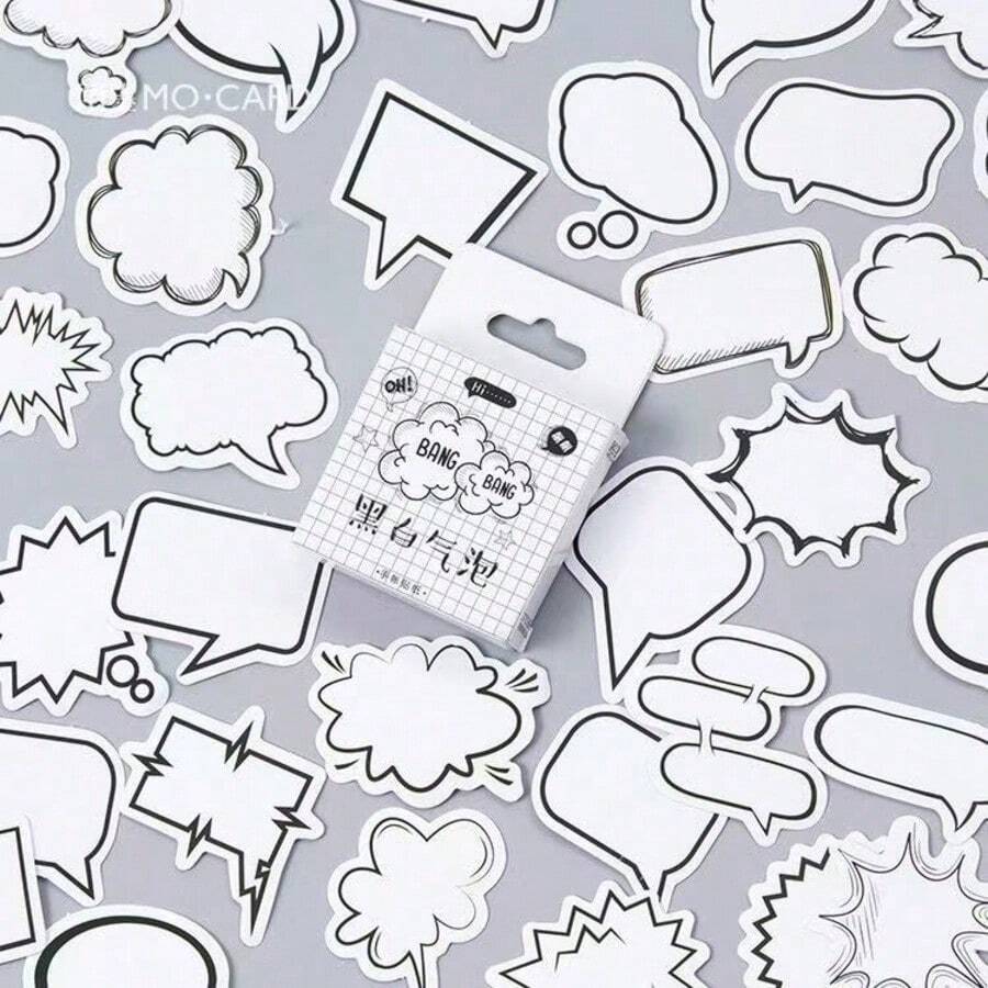 1 Box Black & White Bubble Scrapbook Photo Album Paper Stickers, Suitable For Back To School Season - one-size - View 1