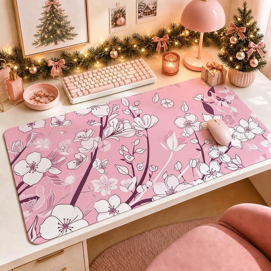 1pc Pink Sakura Branch Mouse Pad, Japanese Cherry Blossom And Floral ...