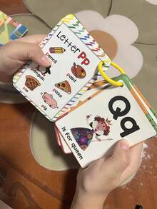 1pc English Alphabet Flash Cards, Early Childhood Education, Learning Colors, Animals, Letters, Cognitive Development Cards, Double-Sided Design. Suitable For 3-6 Years Old Children's Letter Pronunciation Flash Cards. - Multicolor - View 7