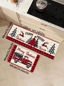 1/2pcs Christmas Kitchen Decor Rug, Winter Kitchen Mat And Pad, Non-Slip Washable Absorbent Kitchen Accessories Decorative Mat, Christmas Holiday Gift! - Multicolor - View 14