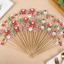 Bộ 200 xiên tre Giáng Sinh, tăm cocktail, nĩa trái cây, trang trí cây thông Noel, tăm cắm bánh, tăm xăm đồ khai vị, phù hợp cho tiệc cocktail, tiệc sinh nhật, đám cưới, trang trí Giáng Sinh, Noel, trang trí bàn tiệc, quà tặng Giáng Sinh - Nhiều màu - Xem 5