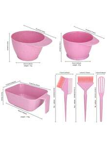 Professional Hair Dyeing Tool Set, Wheat‑Straw Hair Coloring Bowls With Dye Brushes, Tinting Comb Mixing Bowl Kit For Salon Home Hair Coloring - Multicolor - View 5
