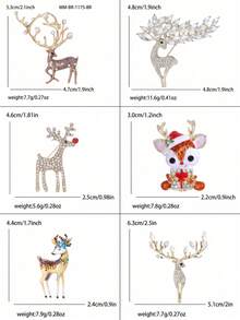Christmas Rhinestone Wapiti Brooches For Women Unisex Wear Enamel Animal Pins Christmas Party Holiday Dinner Winter Outfit Banquet Christmas Gift - Christmas Reindeer - View 10
